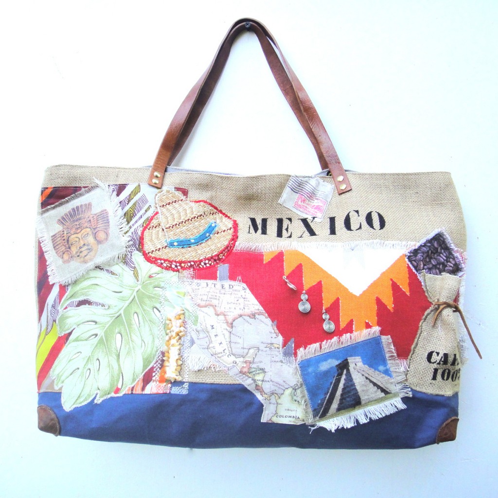 sac cabas carnet de voyage Mexique,fait main, pièce unique, finition soignées, voyages,