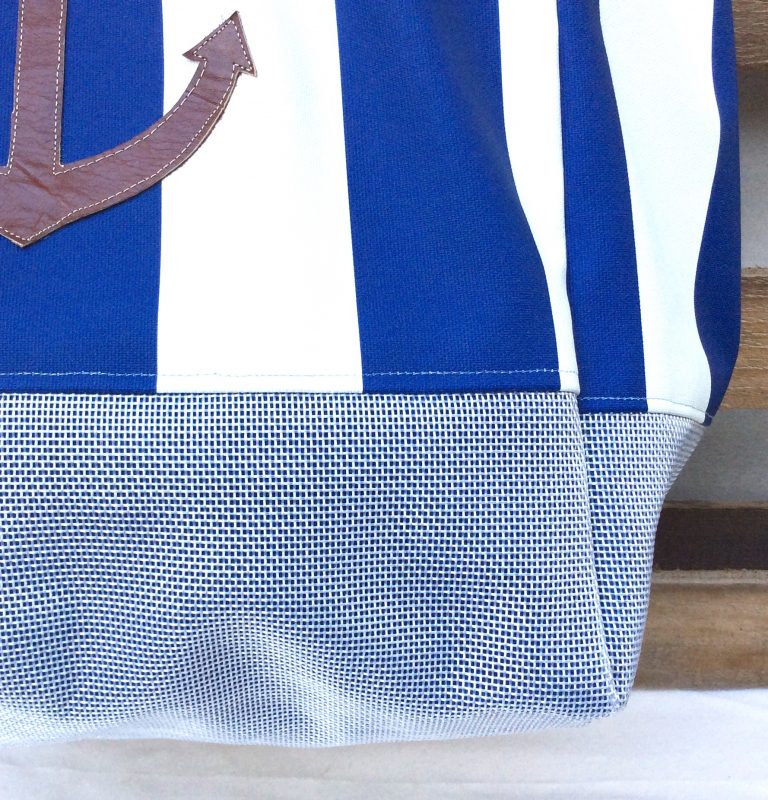 Sac cabas - Rayé Bleu Blanc - ancre marine