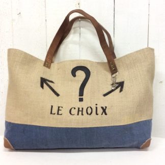 Sac cabas toile de jute & toile bleue - Le choix -