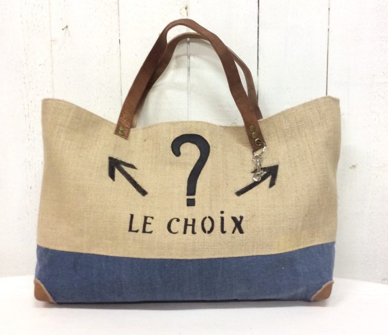 Sac cabas toile de jute & toile bleue - Le choix -