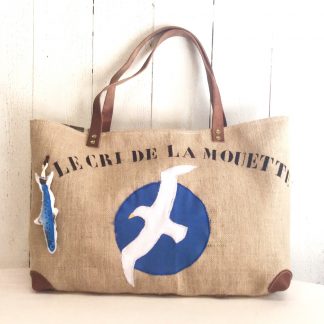 Sac cabas toile de jute - Mouette blanche