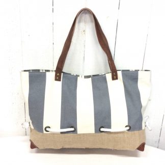 Sac cabas marin - Toile rayée grise & blanche