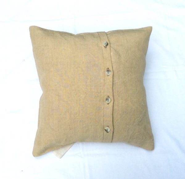 coussin carré drap ancien beige- flot écru