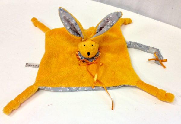 duo doudou lapin jaune-gris