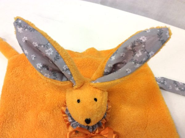 duo doudou lapin jaune-gris