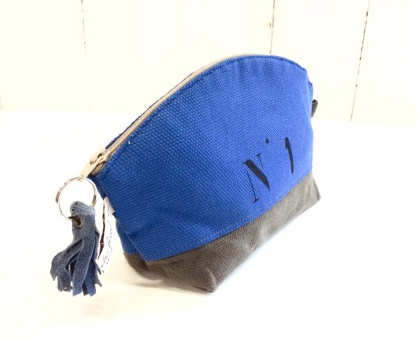 trousse de sac bleue-kaki-inscription N°1