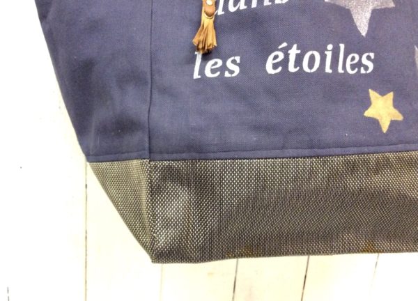 sac cabas bleu marine-inscriptions-étoles