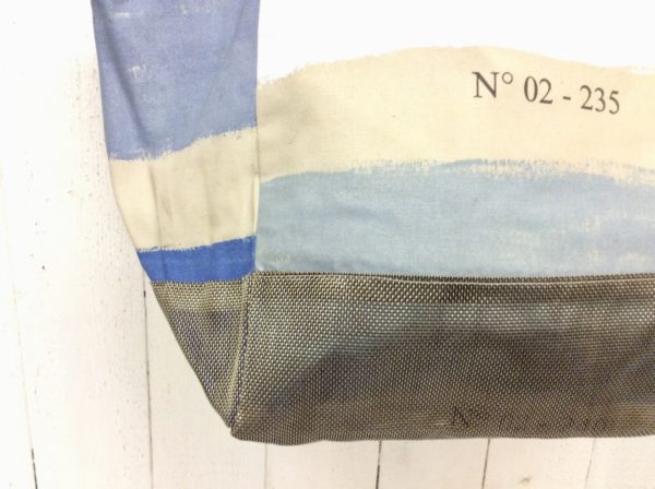 sac cabas beige-traces de peinture blanches et bleues