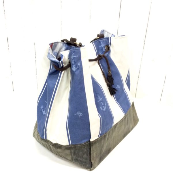 sac cabas toile rayée bleu et blanc-motifs marins