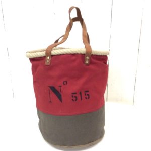 sac seau marron-rouge-inscription N°1