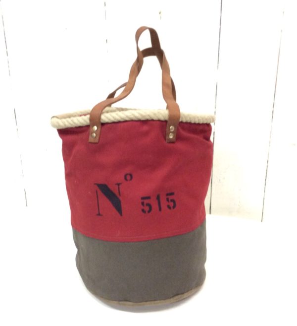 sac seau marron-rouge-inscription N°1