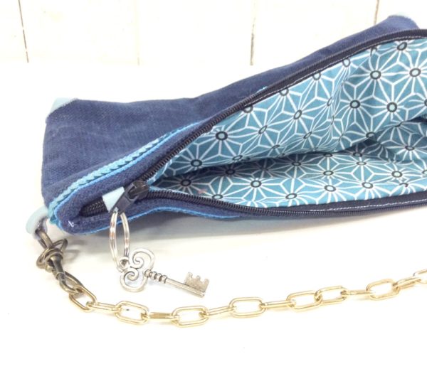 pochette collection Maya bleu marine-strass bleu turquoises-étoile