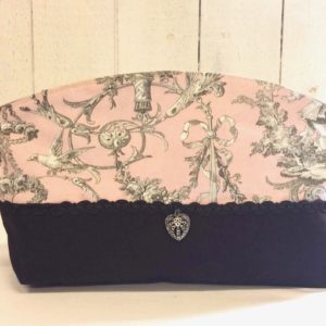 trousse de toilette toile de jouy rose