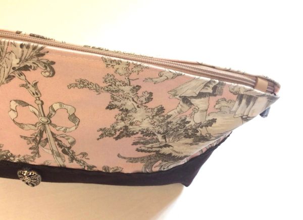 trousse de toilette toile de jouy rose