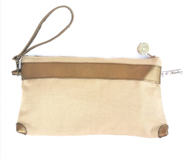 Pochette maya beige-étoiles cuir dorées