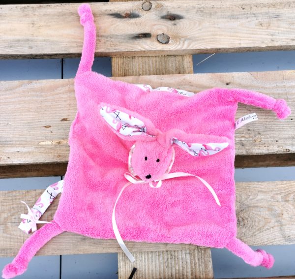 Duo doudou rose coton blanc flamands roses