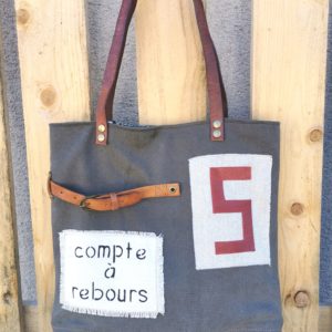 Sac city vert kaki- cuir fauve