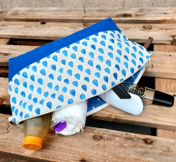 Trousse de toilette gouttes bleues-base bleue