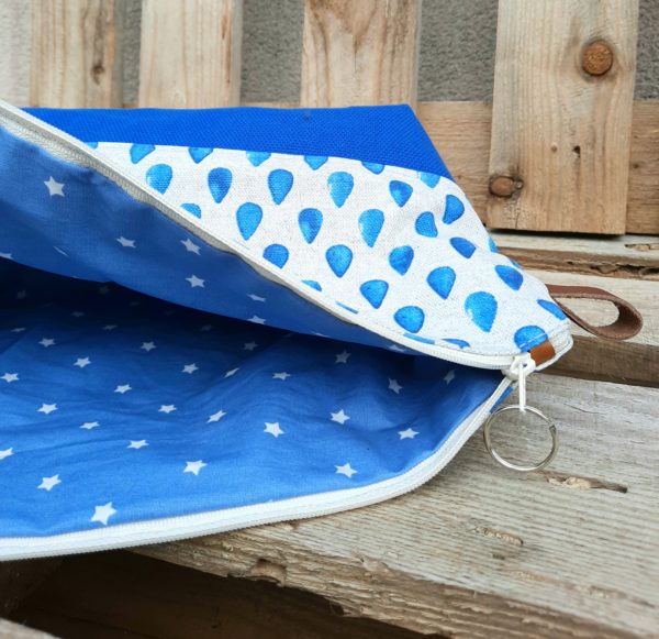 Trousse de toilette gouttes bleues-base bleue